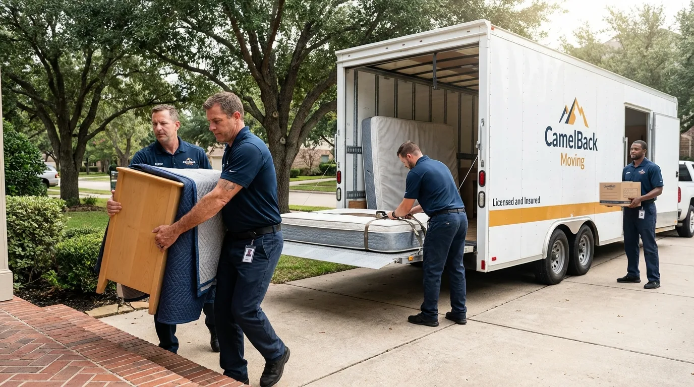 Crew loading residential truck for cross-state move from Berne, IN