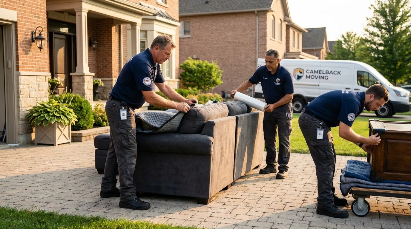 Large estate moving crew wrapping furniture in Berne, IN
