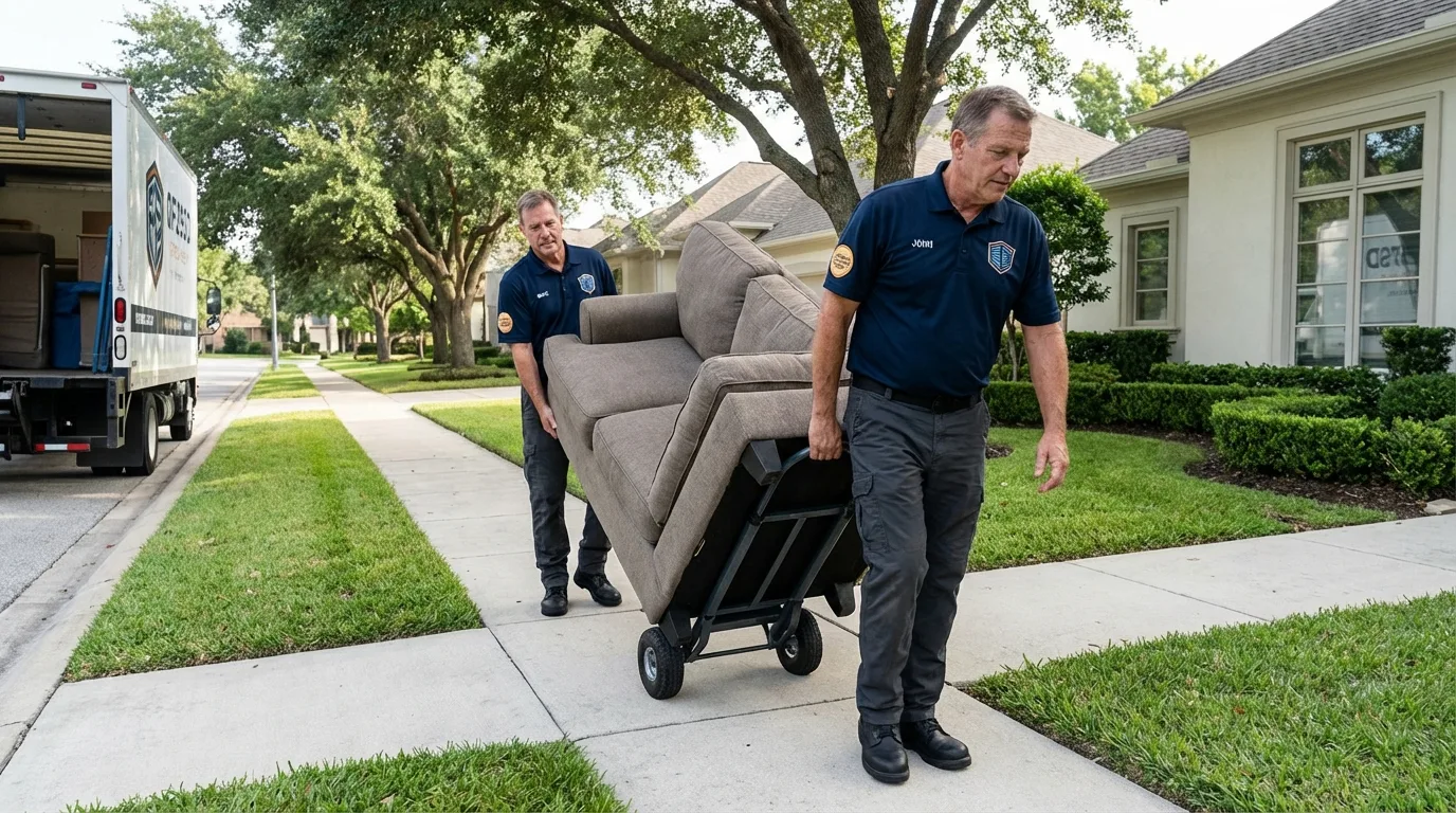 Local residential moving crew loading furniture in Berne, IN